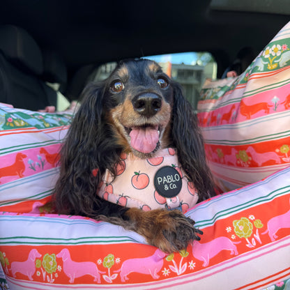 Deluxe Travel Car Bed: The Blooming Dachshund