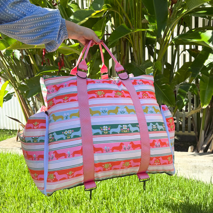 Deluxe Travel Car Bed: The Blooming Dachshund