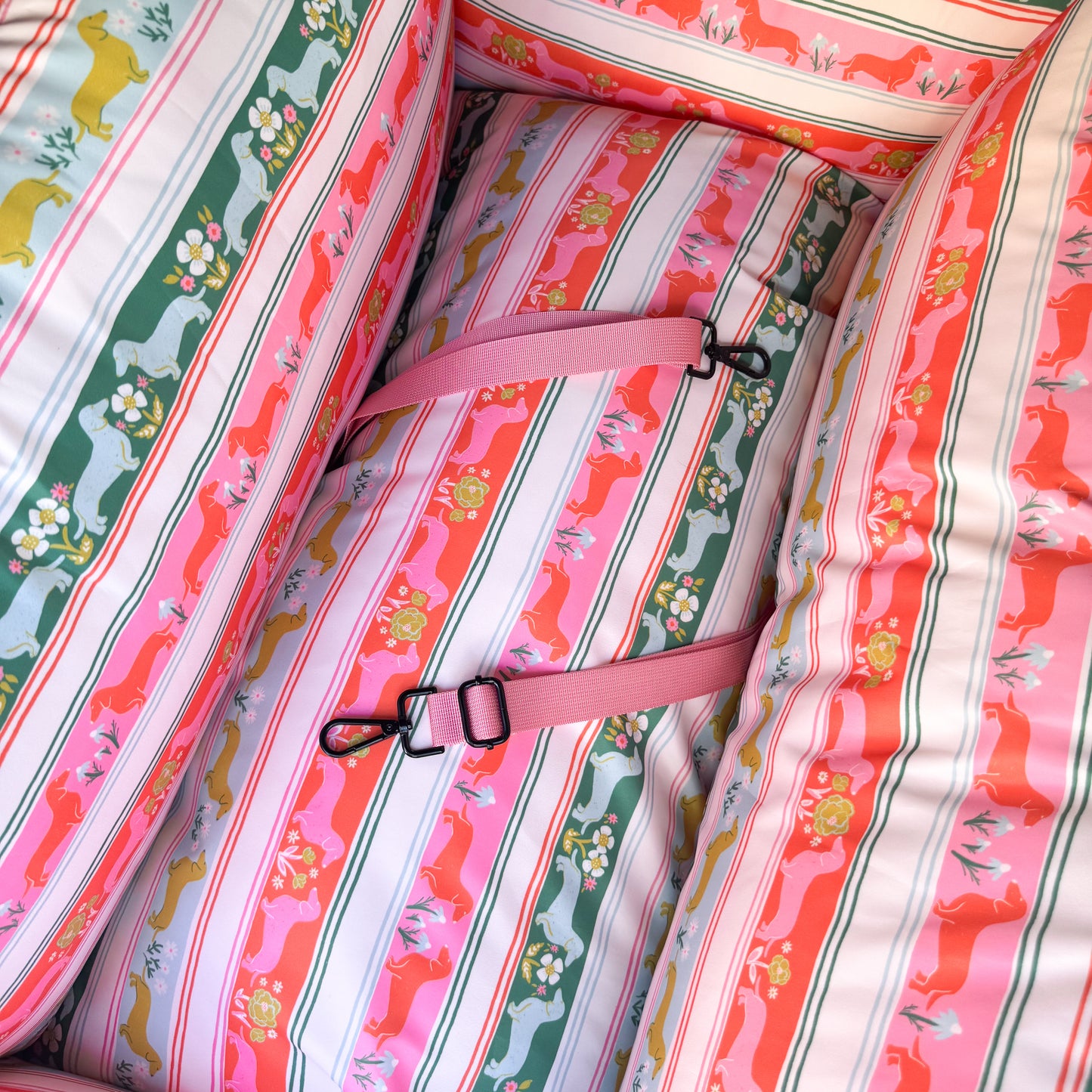Deluxe Travel Car Bed: The Blooming Dachshund
