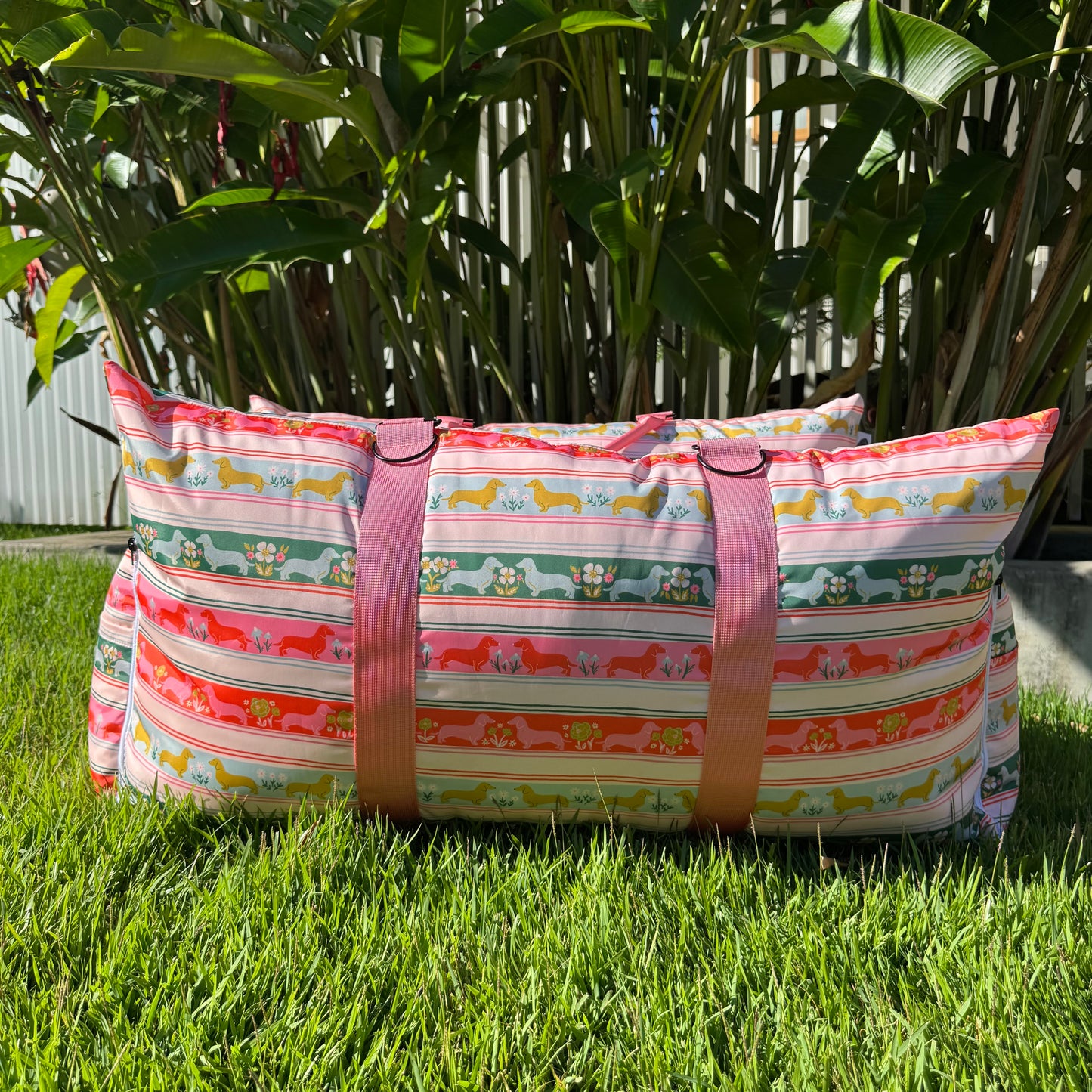 Deluxe Travel Car Bed: The Blooming Dachshund