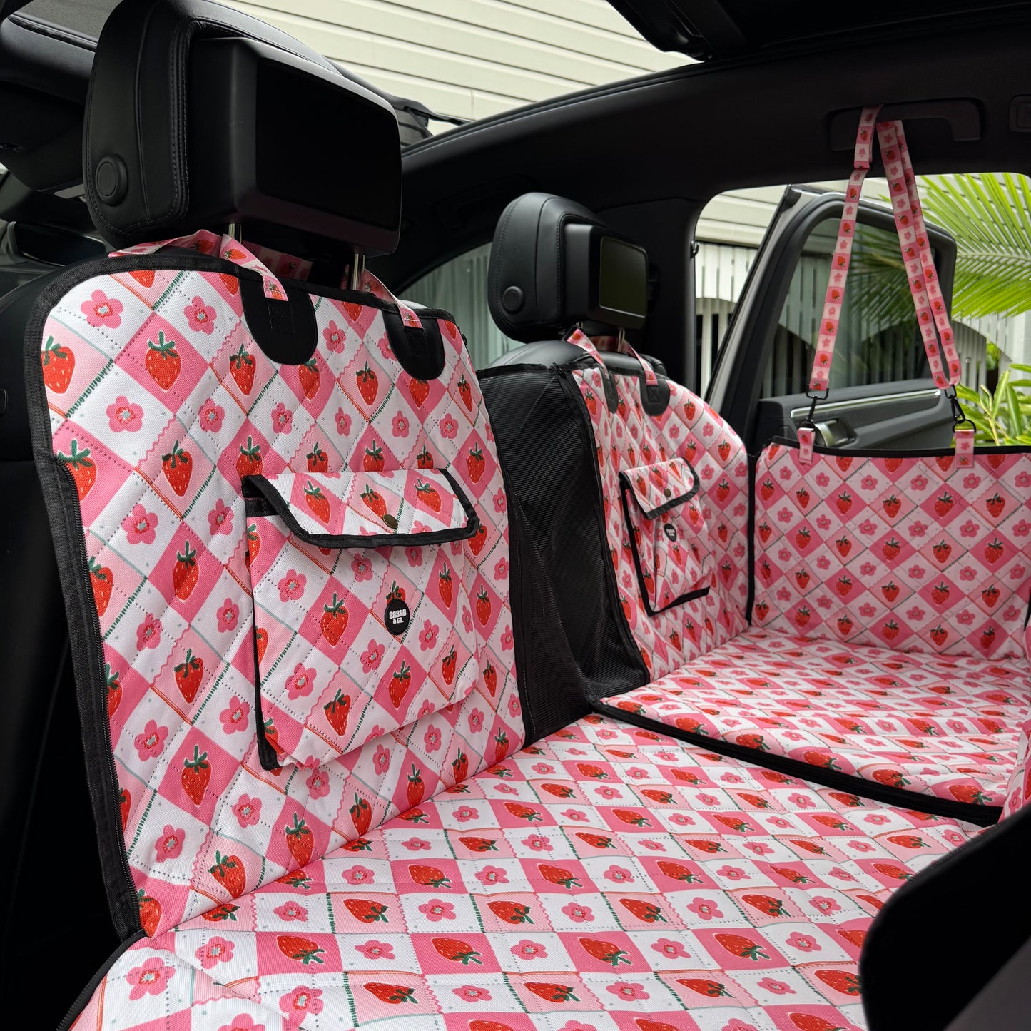Strawberry Patch: Deluxe Hard Base Hammock Car Seat Cover