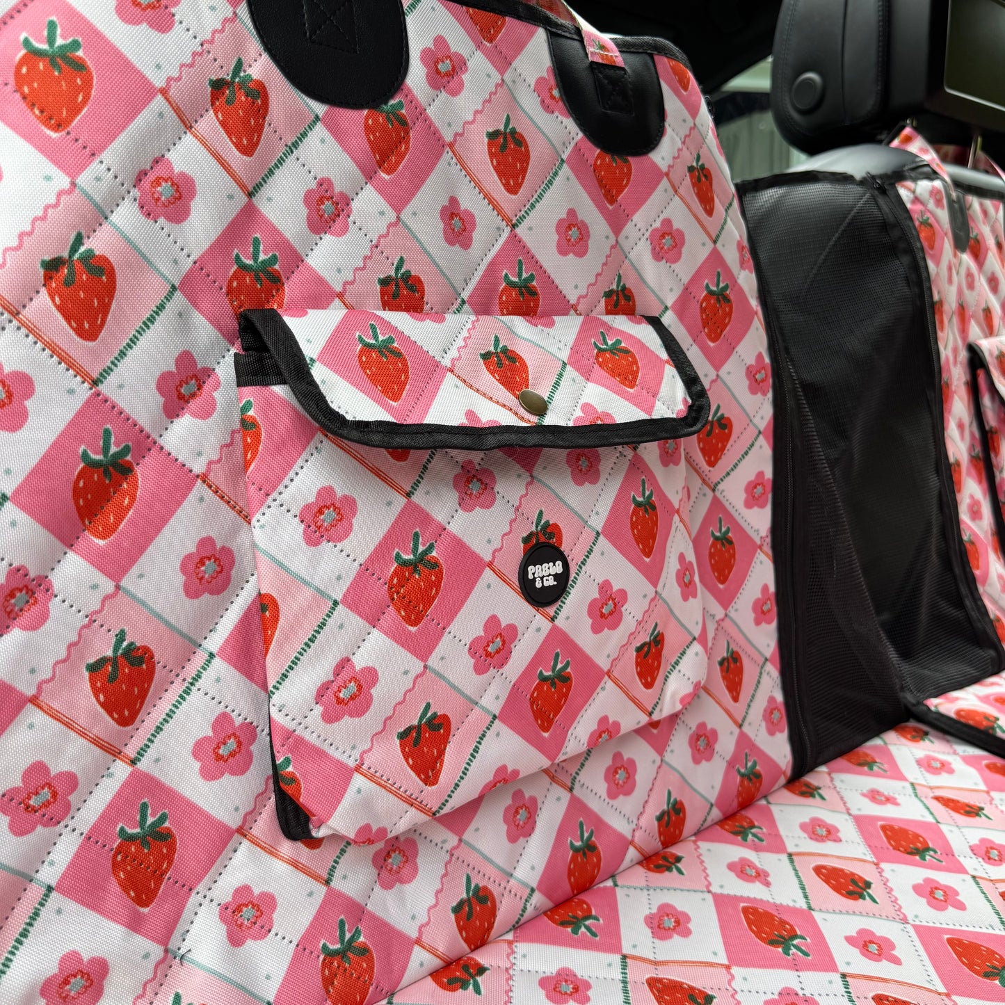 Strawberry Patch: Deluxe Hard Base Hammock Car Seat Cover