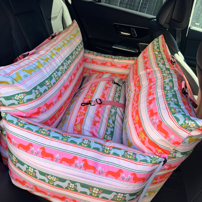 Deluxe Travel Car Bed: The Blooming Dachshund