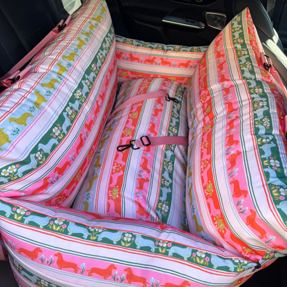 Deluxe Travel Car Bed: The Blooming Dachshund