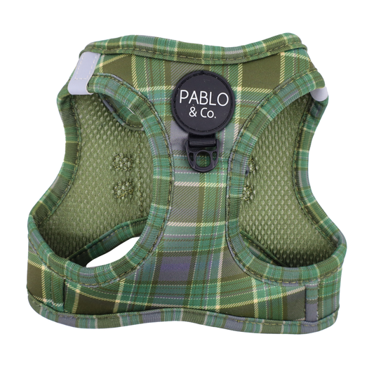 Green Plaid: Step In Cat Harness