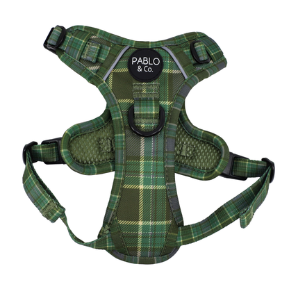 Green Plaid: No Pull Adventure Harness