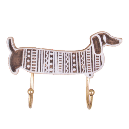 Iron Dachshund Wall Hook with 2 hooks