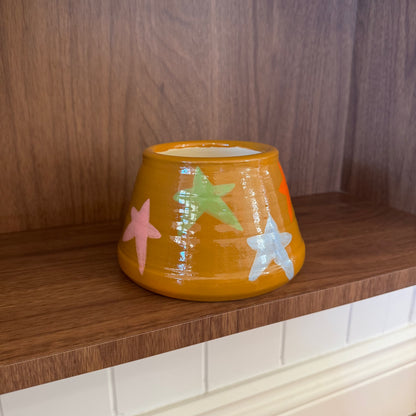 Ceramic Dog Bowl: Mustard Stars