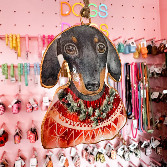 Christmas Dachshund in Jumper Ornament