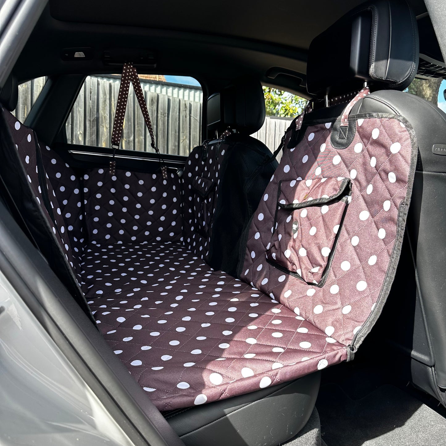 Polka Dots: Deluxe Hard Base Hammock Car Seat Cover