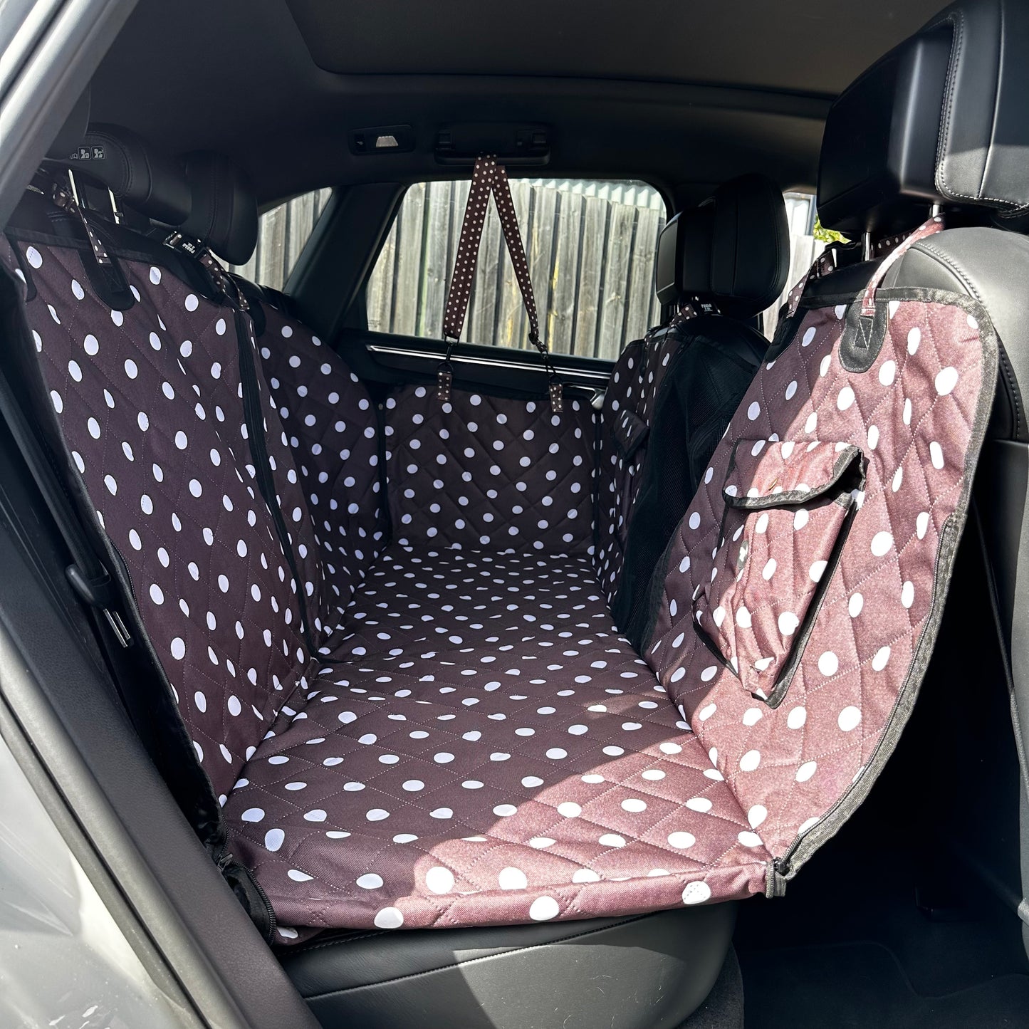 Polka Dots: Deluxe Hard Base Hammock Car Seat Cover