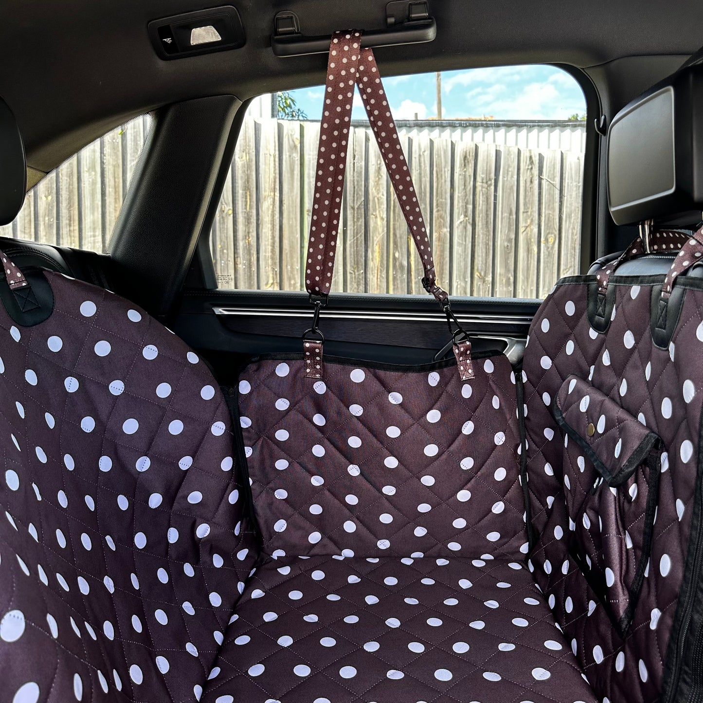 Polka Dots: Deluxe Hard Base Hammock Car Seat Cover