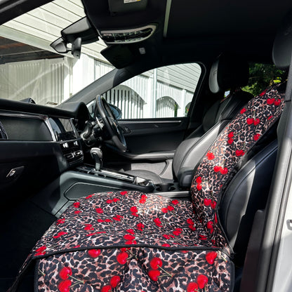 Leopard Cherries: Deluxe Single Car Seat Cover