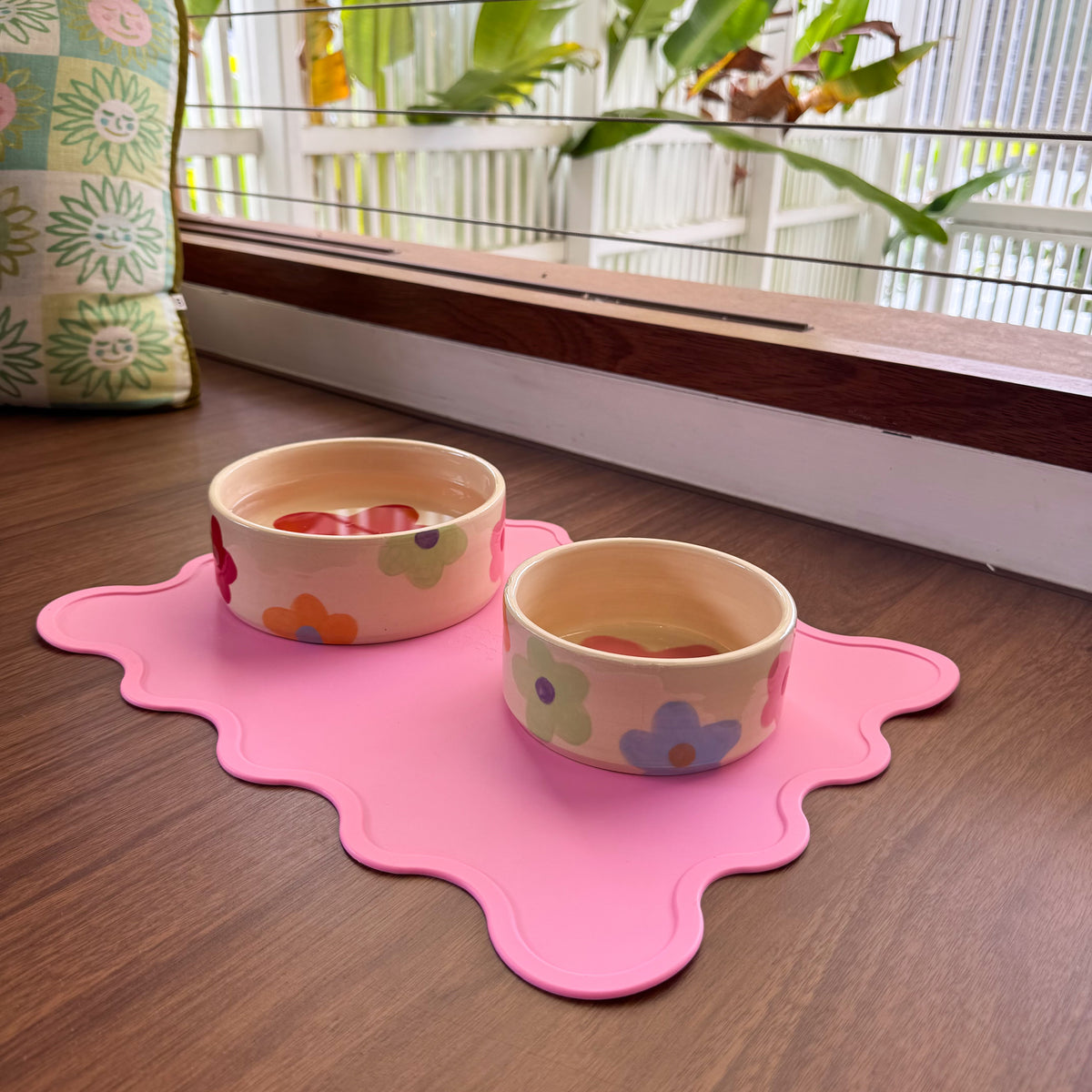 Ceramic Dog Bowl: Flower Power