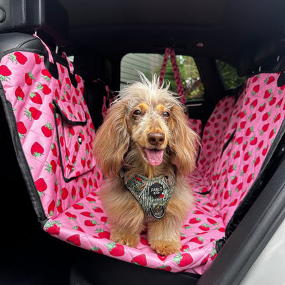 Strawberries: Deluxe Hard Base Hammock Car Seat Cover