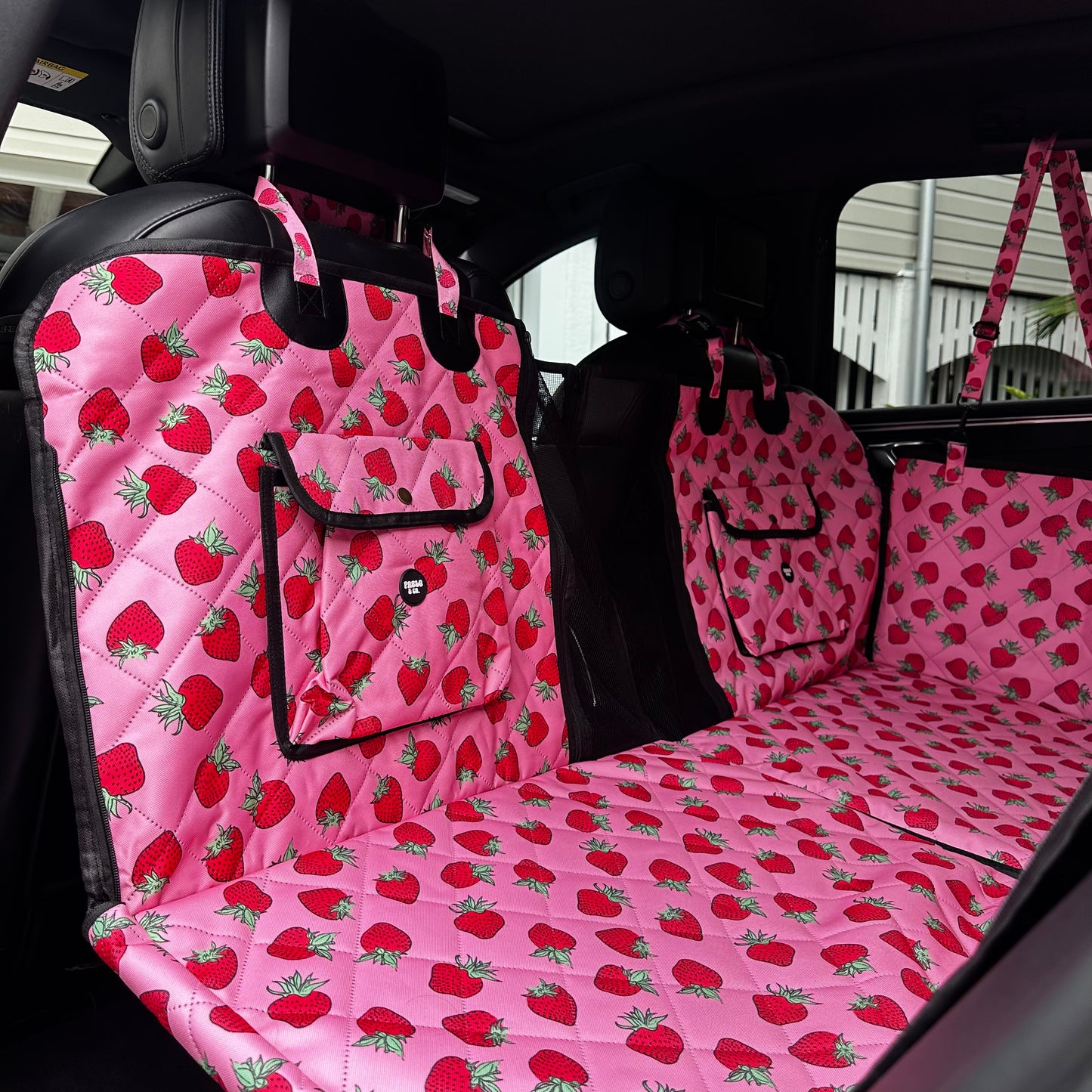 Strawberries: Deluxe Hard Base Hammock Car Seat Cover