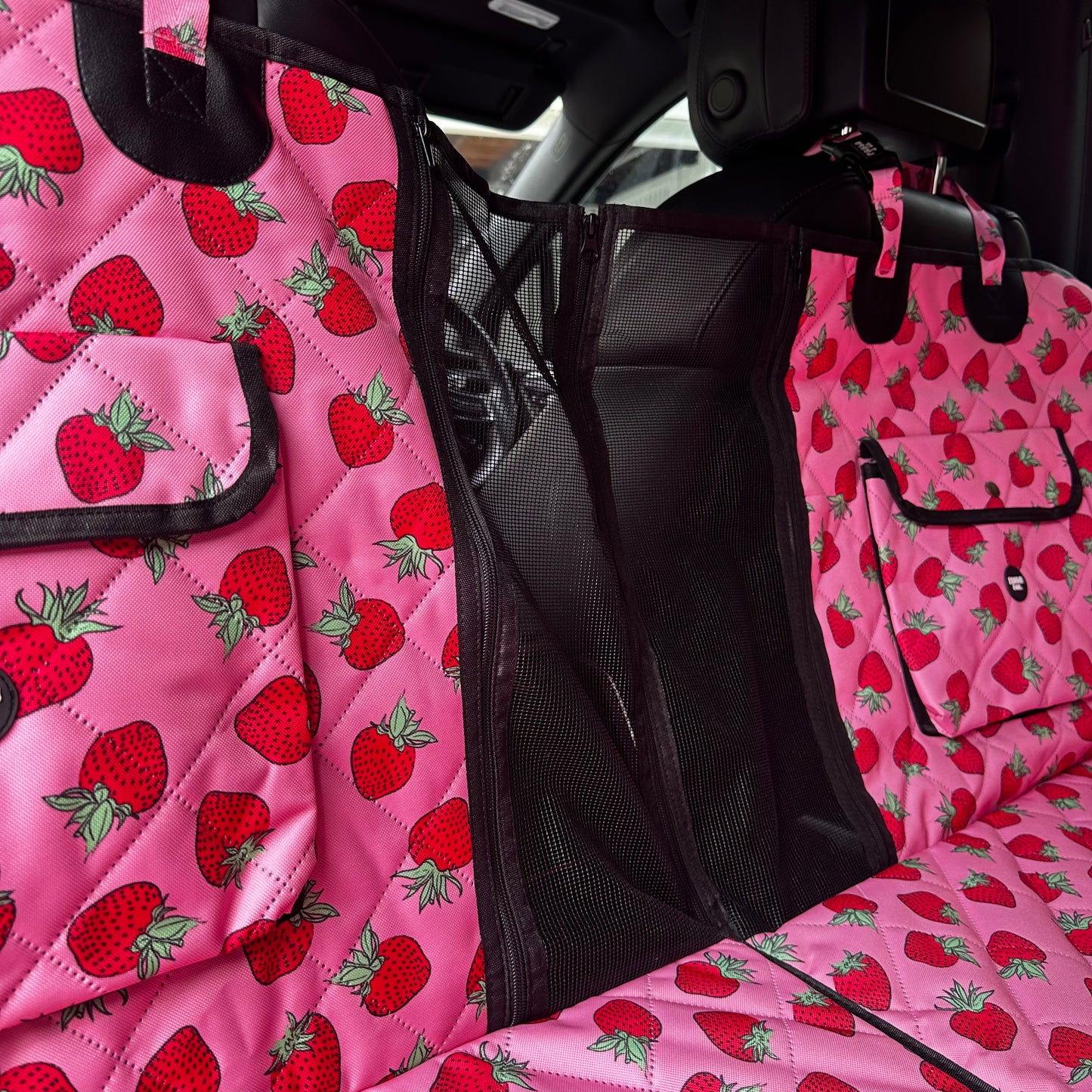 Strawberries: Deluxe Hard Base Hammock Car Seat Cover
