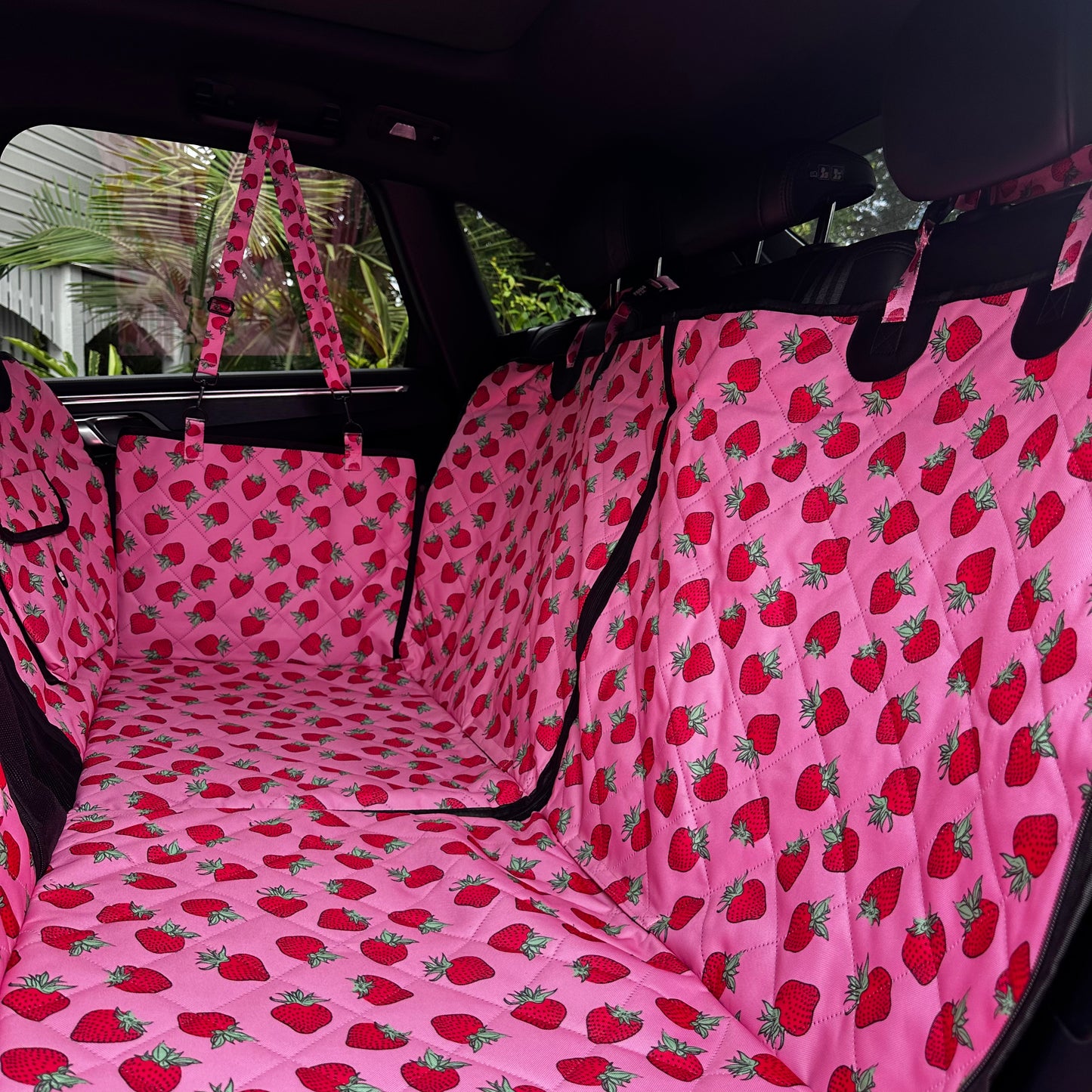Strawberries: Deluxe Hard Base Hammock Car Seat Cover