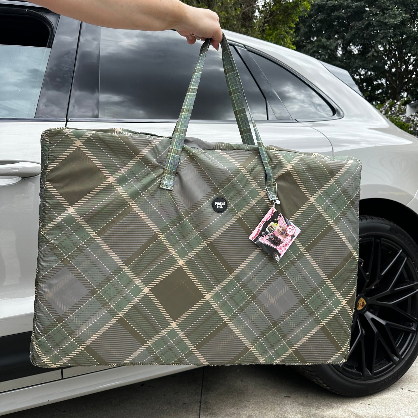 Green Plaid: Deluxe Hard Base Hammock Car Seat Cover