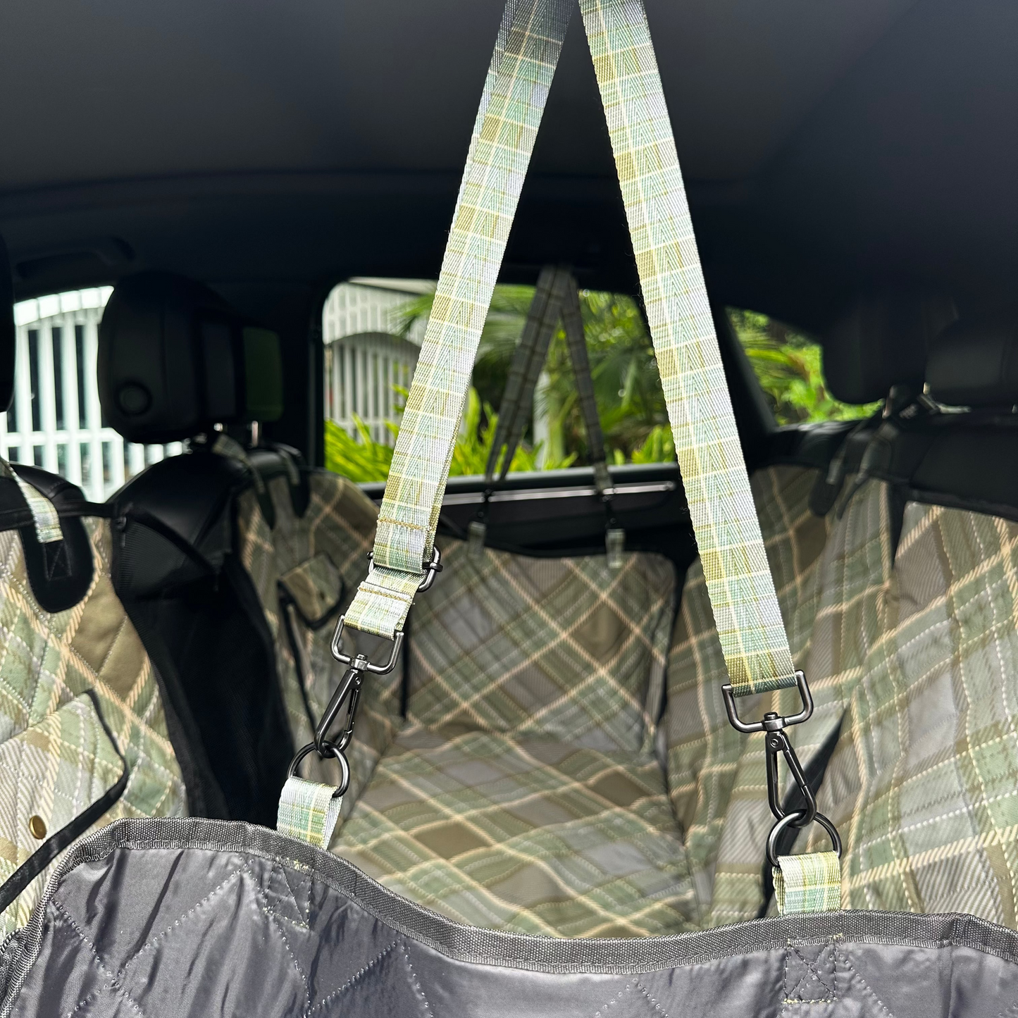 Green Plaid: Deluxe Hard Base Hammock Car Seat Cover