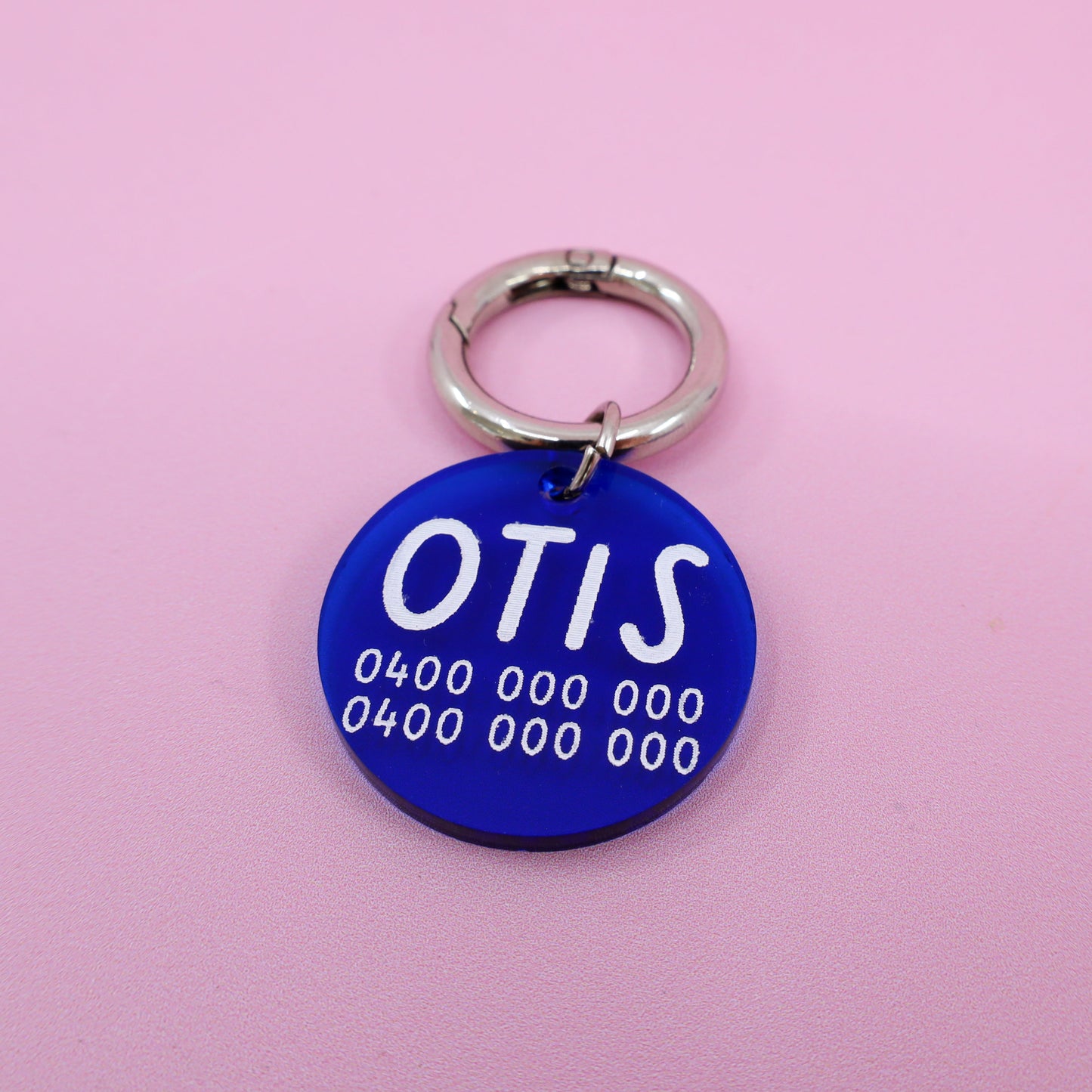 Personalised Pet ID Tag: Round Royal Blue