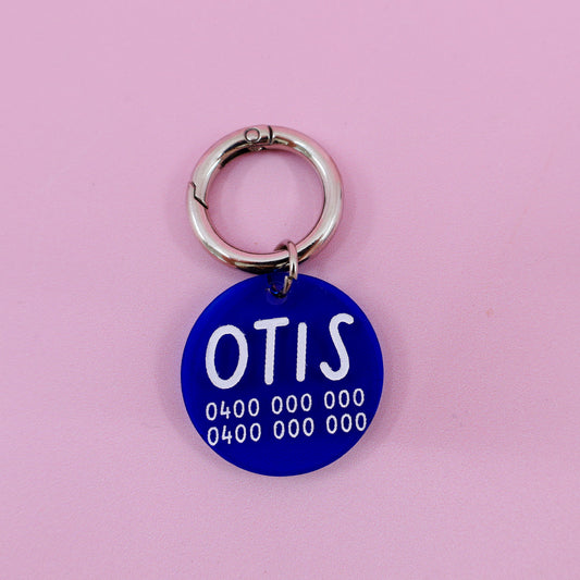 Personalised Pet ID Tag: Round Royal Blue