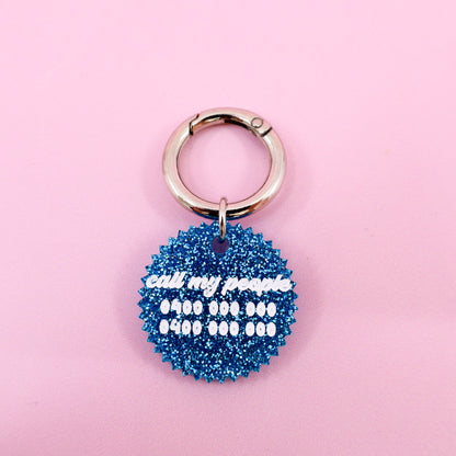 Personalised Pet ID Tag: Jagged Circle Blue Glitter