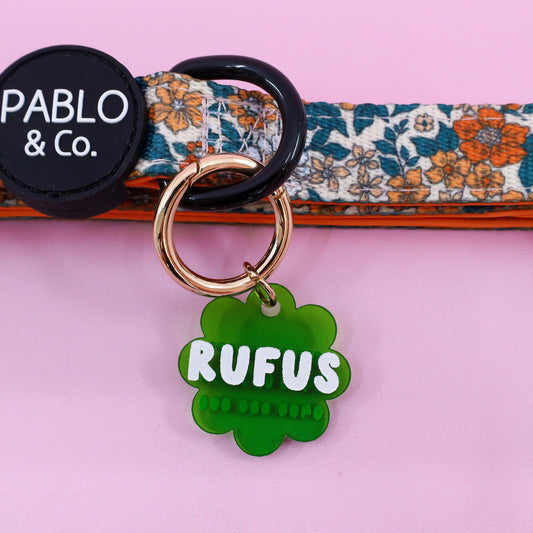 Personalised Pet ID Tag: Flower Green