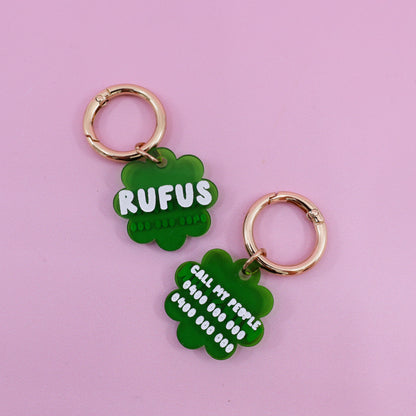 Personalised Pet ID Tag: Flower Green