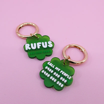 Personalised Pet ID Tag: Flower Green