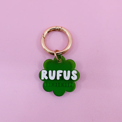 Personalised Pet ID Tag: Flower Green