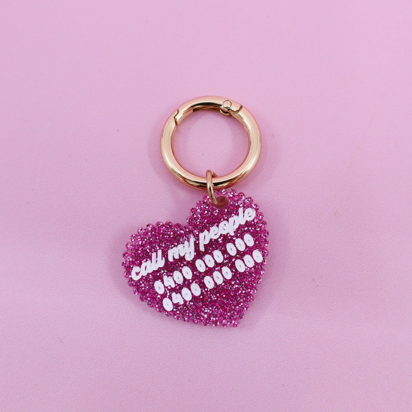 Personalised Pet ID Tag: Scallop Heart Pink Glitter