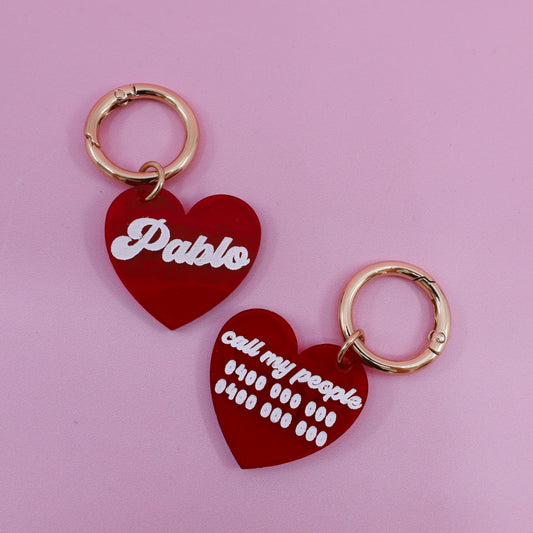 Personalised Pet ID Tag: Red Heart