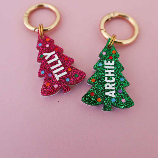 Personalised Pet ID Tag: Christmas Tree