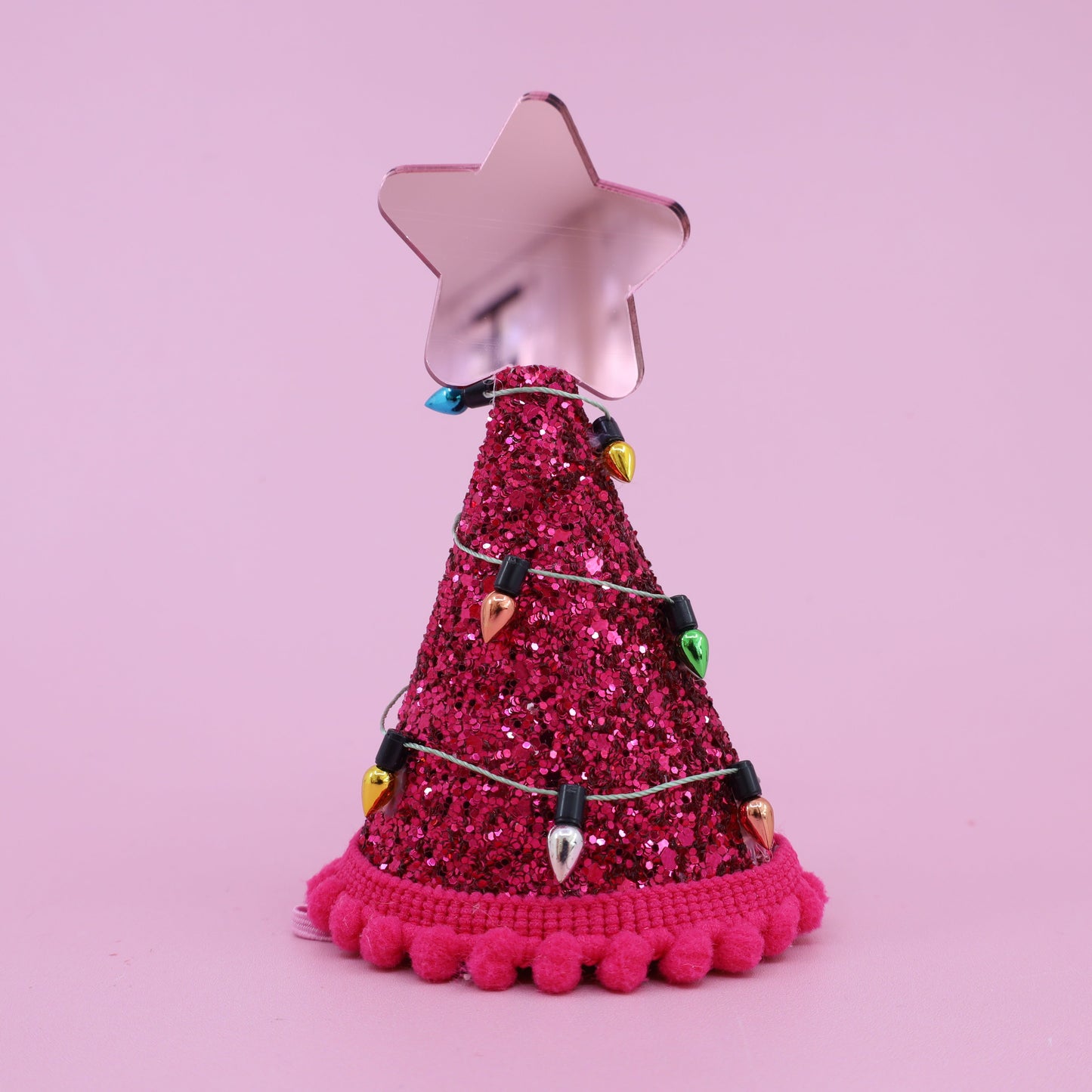 Pablo's Christmas Pawty Hat: The Christmas Tree - Pink & Hot Pink Trim