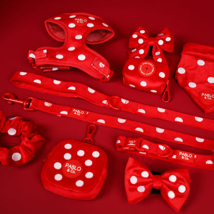 Red Polka Dots: Velvet Adjustable Harness