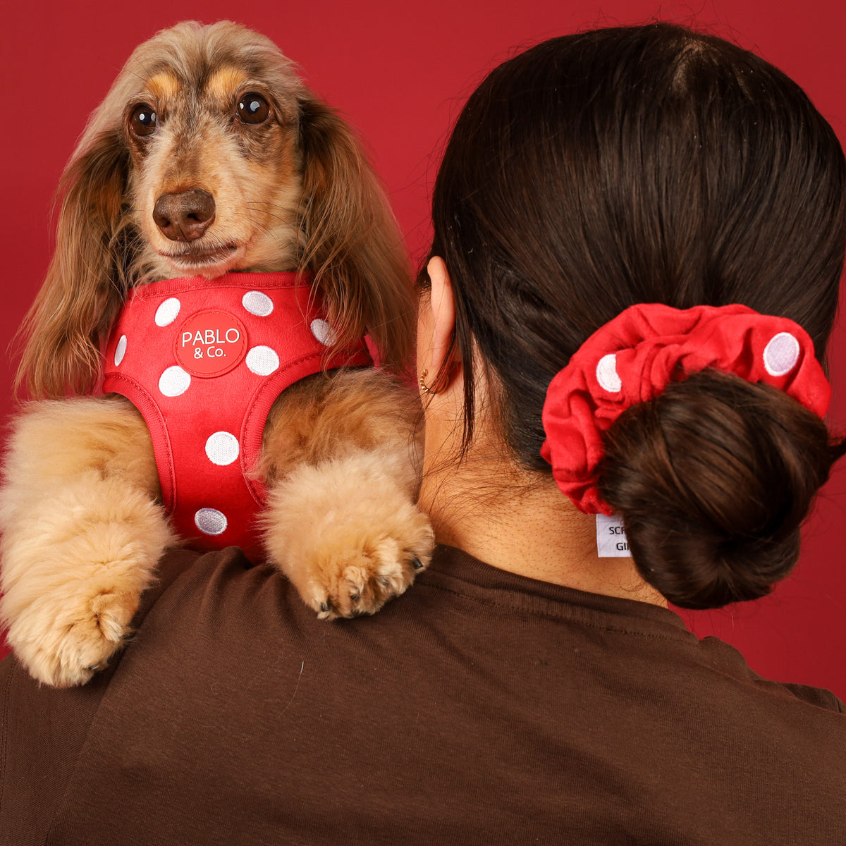 Red Polka Dots: Velvet Scrunchie