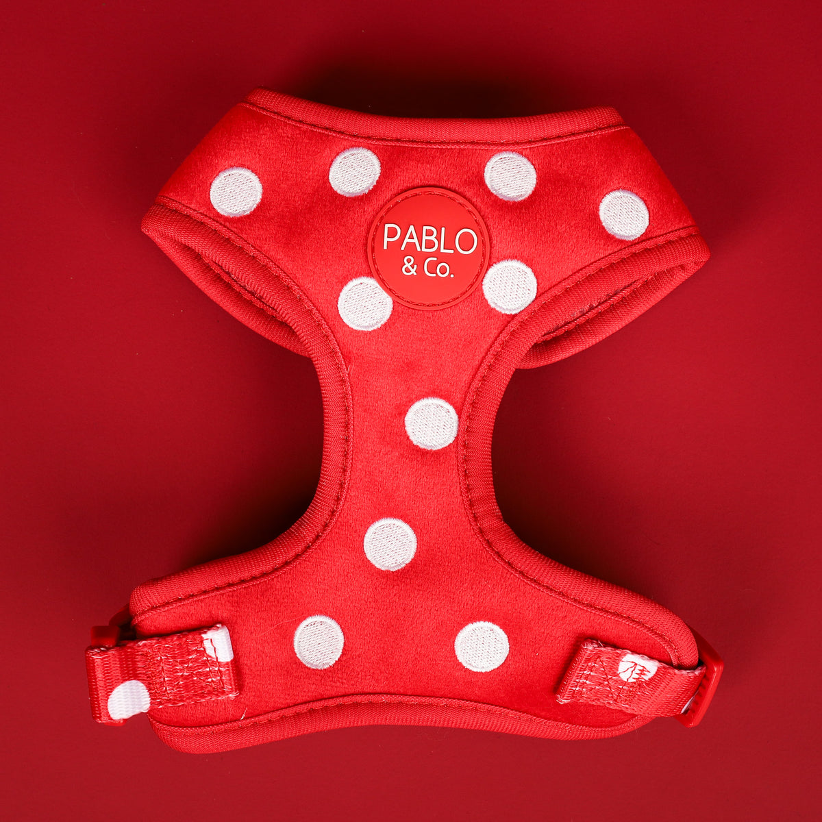 Red Polka Dots: Velvet Adjustable Harness