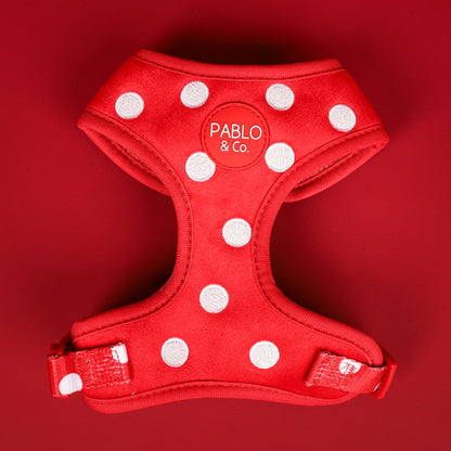 Red Polka Dots: Velvet Adjustable Harness
