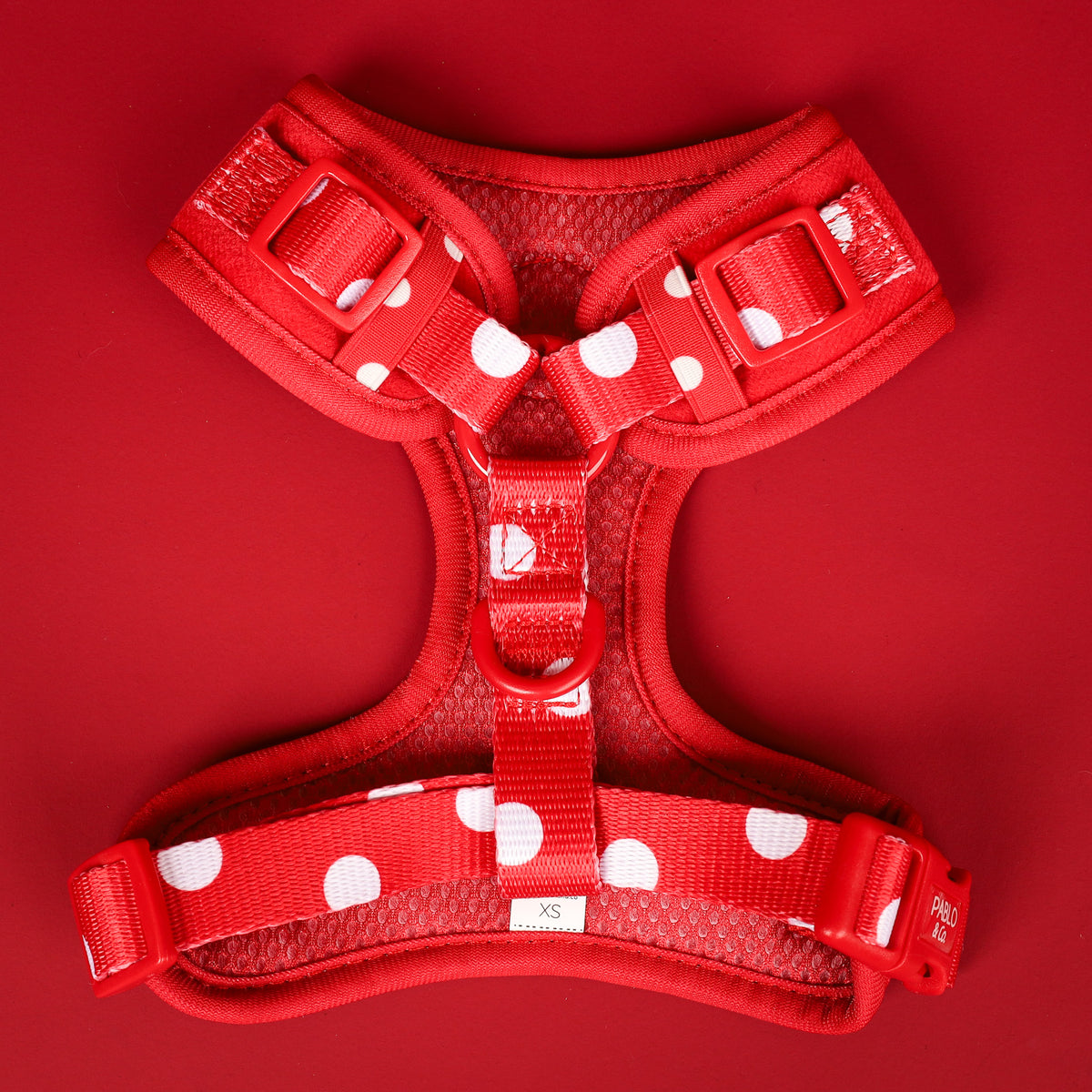 Red Polka Dots: Velvet Adjustable Harness