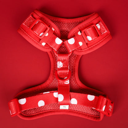Red Polka Dots: Velvet Adjustable Harness