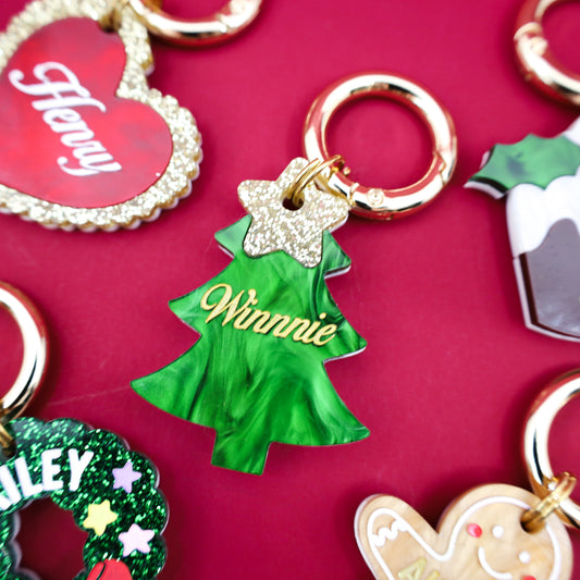 Personalised Pet ID Tag: Christmas Tree