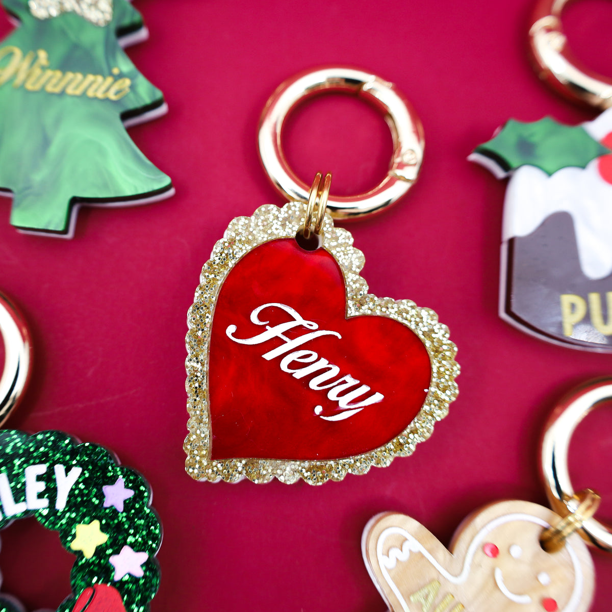 Personalised Pet ID Tag: Christmas Heart