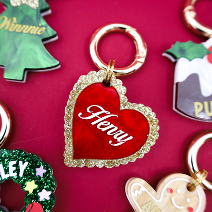 Personalised Pet ID Tag: Christmas Heart