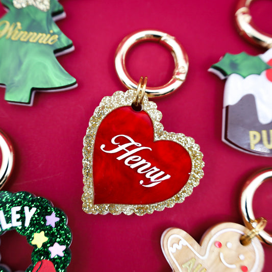 Personalised Pet ID Tag: Christmas Heart