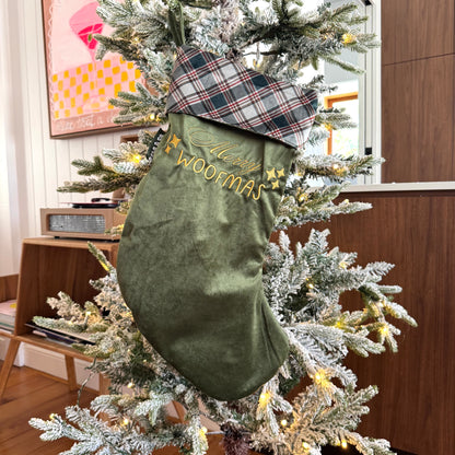 Merry Woofmas Velvet Christmas Stocking