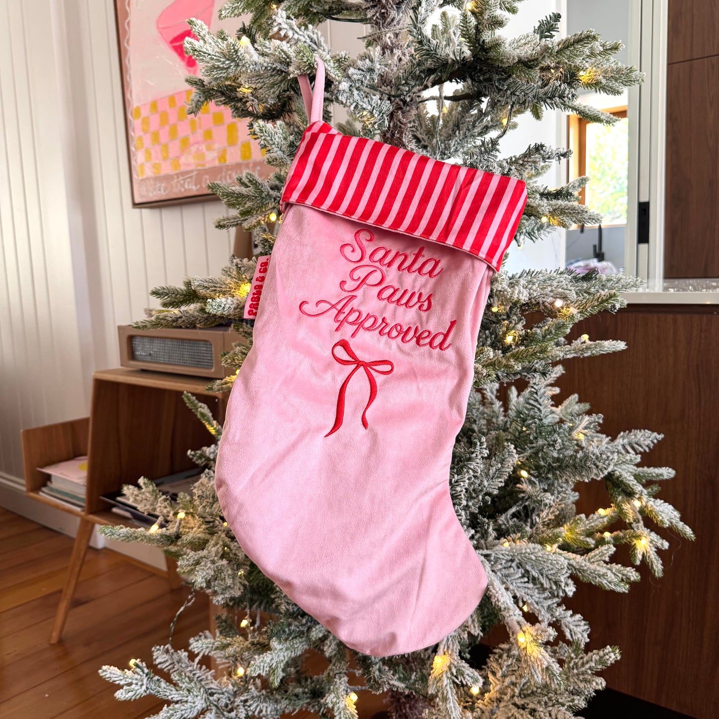 Santa Paws Approved Velvet Christmas Stocking