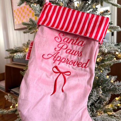 Santa Paws Approved Velvet Christmas Stocking