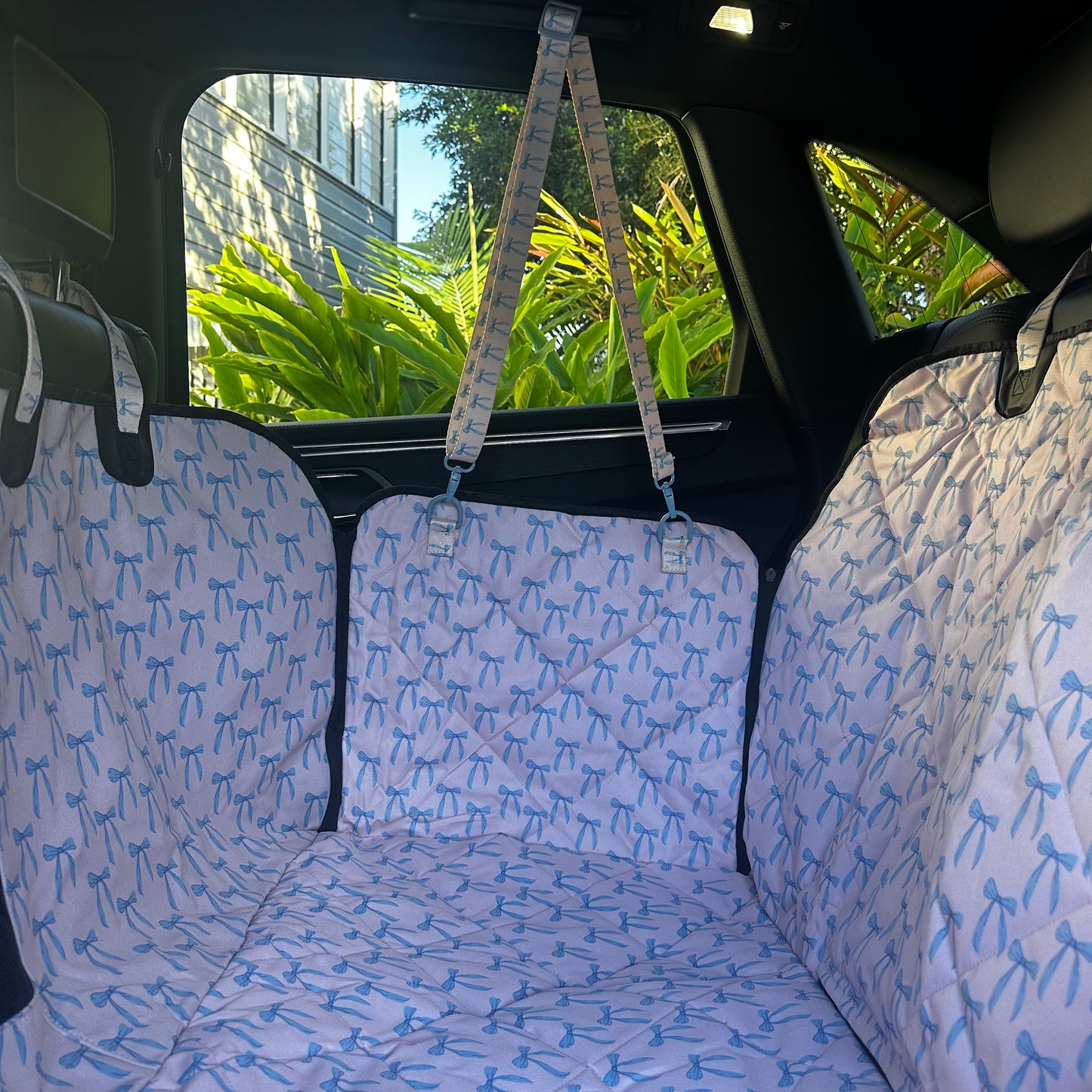 Baby Blue Bows: Deluxe Hammock Car Seat Cover
