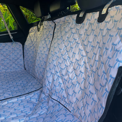 Baby Blue Bows: Deluxe Hammock Car Seat Cover